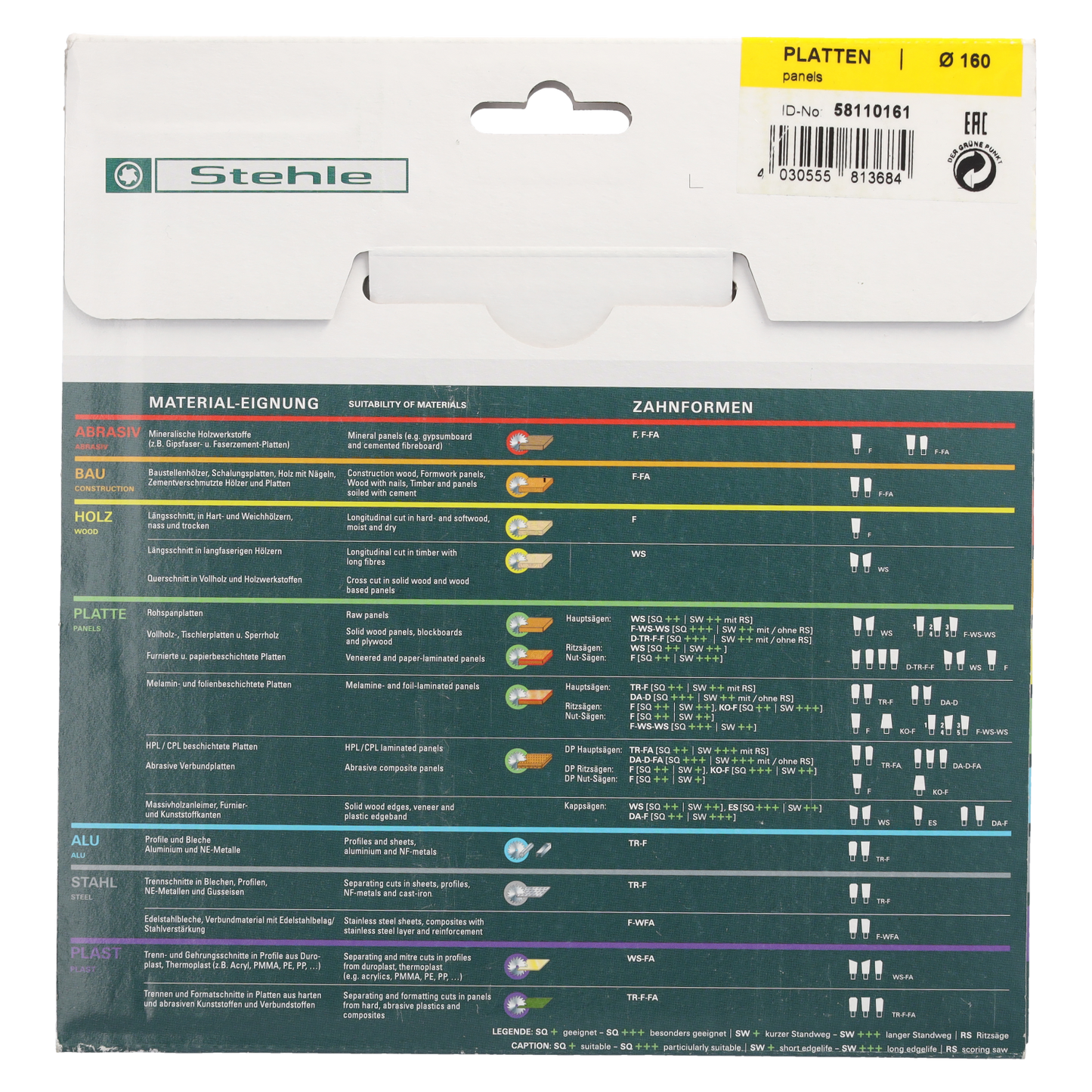 Stehle TRF Formatkreissägeblatt 160x2,2x20mm Z=48