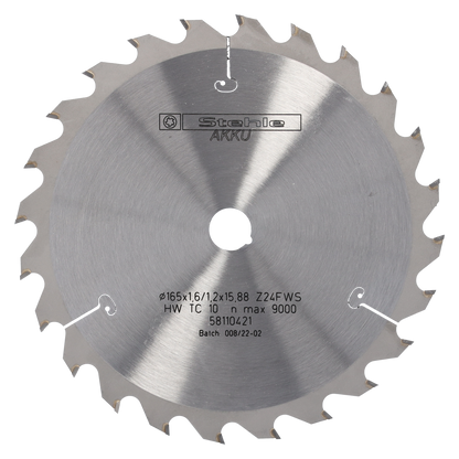 Stehle HW Handkreissägeblatt 165x1,6/1,2x15,88mm Z=24