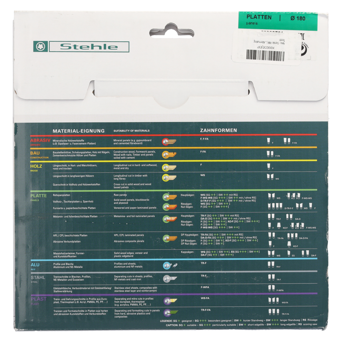 Stehle HW Matador 5 Formatkreissägeblatt 180x3,0x30mm Z=60 F-WS-WS