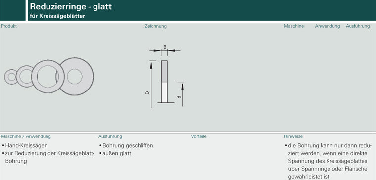 Reduzierring für Kreissägeblätter, glatt, 80x50x2,2mm