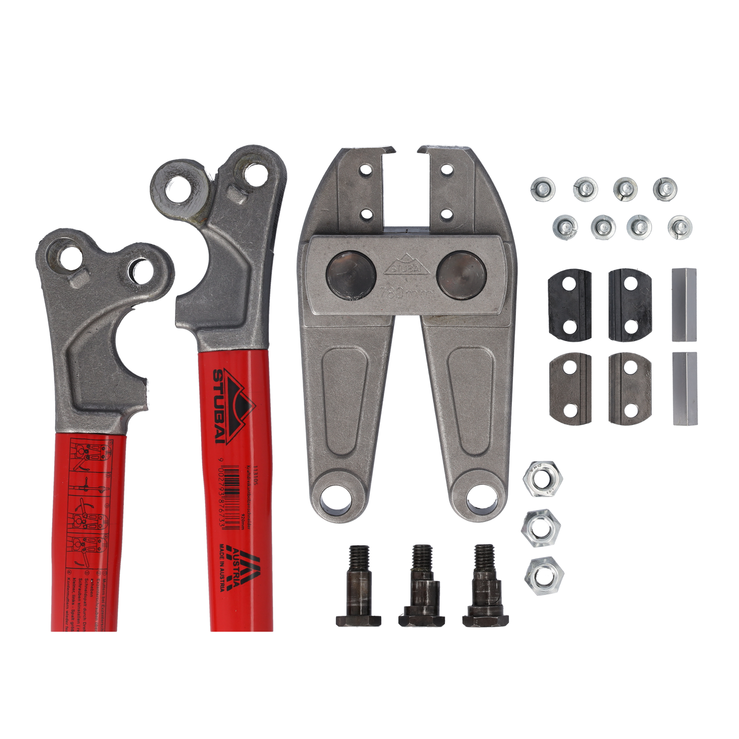Bolzenschneider mit auswechselbaren Dreikantschneiden | 920 mm | STUBAI Metallschneider für die Metallverarbeitung, Schlösser, zum Schneiden von Baustählen, Bolzen, Drahtstiften, Stahlstangen