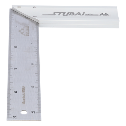 STUBAI Tischlerwinkel beidseitige Maßeinteilung | 250 x 150 mm | hochwertige Federstahlschiene mit eloxiertem Aluschenkel | Profi Winkelmesser für präzise Messungen und Markierungen