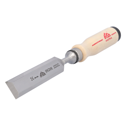STUBAI Spezial Stechbeitel mit Holzgriff aus Weißbuche, schwedische Form, Ø 26 mm, Stemmeisen zur präzisen Bearbeitung von Holz, Stecheisen für Schreiner Tischler Heimwerker