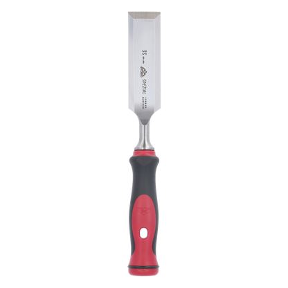 Stemmeisen mit rot-schwarzem 2K-Griff, 35mm, STUBAI Profi Stechbeitel zur präzisen Holzbearbeitung, Stecheisen für Schreiner Tischler