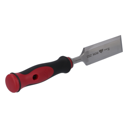 Stemmeisen mit rot-schwarzem 2K-Griff, 35mm, STUBAI Profi Stechbeitel zur präzisen Holzbearbeitung, Stecheisen für Schreiner Tischler
