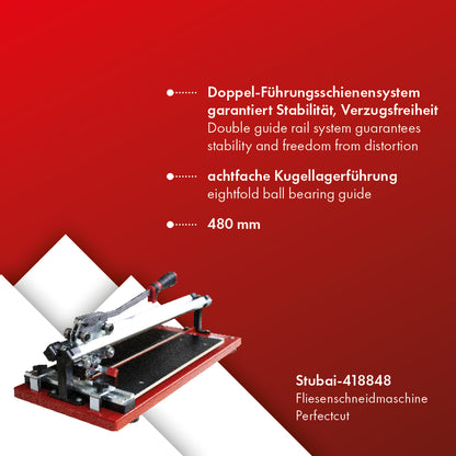 STUBAI Fliesenschneidmaschine Perfectcut | 480 mm | Fliesenzuschnittmaschine für Profis | Profi-Fliesenschneider für präzises Arbeiten | Hochwertiges Fliesenschneidgerät