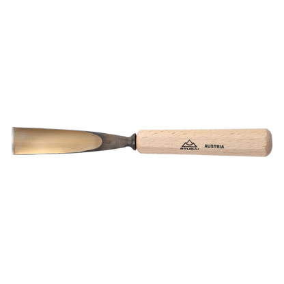 STUBAI Stemmeisen Stechbeitel Serie 52 - Form 6 | Gerades Hohleisen - 25 mm, mit Holzgriff, für Figurenarbeiten, zur präzisen Bearbeitung von Holz, hochwertiges Werkzeug für Schreiner Tischler