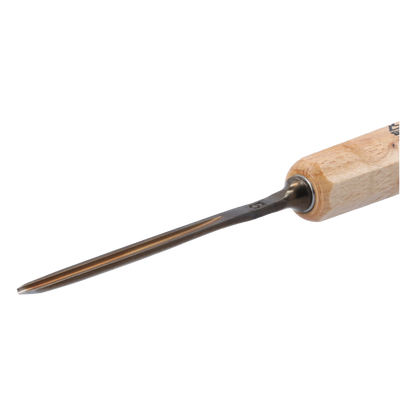 STUBAI Stemmeisen Stechbeitel Serie 52 - Form 9 | Gerades Hohleisen 3 mm, mit Holzgriff, für Figurenarbeiten, Darstellung von welligem Haar und Wasser, zur präzisen Bearbeitung von Holz