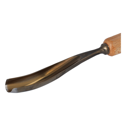 STUBAI Stemmeisen Stechbeitel Serie 52 - Form 20 | Gebogenes Hohleisen 12 mm, mit Holzgriff, für Figurenarbeiten, Profilleisten, Darstellung von welligem Haar und Wasser, zur Bearbeitung von Holz