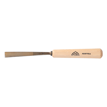 STUBAI Stemmeisen Stechbeitel Serie 52 - Form 71 | einseitig geschliffen 10 mm, mit Holzgriff, für glatte Flächen, zum Vorstechen, Kerb- und Reliefschnitzarbeiten, zur präzisen Bearbeitung von Holz