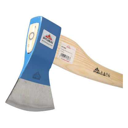 STUBAI Forstaxt | 1400 g Kopfgewicht | Axt Rheinische Form aus Stahl mit Holzgriff, kleine Axt zur Wald- und Gartenarbeit, Fällaxt, Spaltaxt, Universalaxt