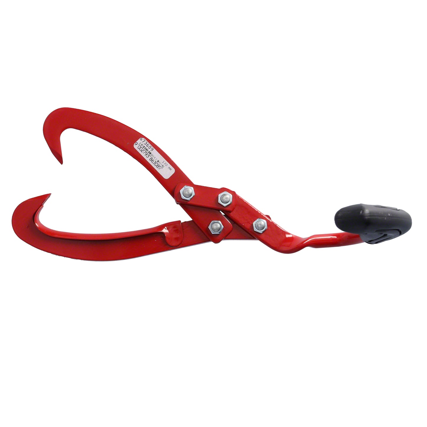 STUBAI Handpackzange 190 mm mit verdrehtem Griff 90° – für Stämme bis Ø180 mm – Qualitätsstahl, pulverbeschichtet, ergonomischer Kunststoffgriff, gezahnte Klingen, mit Öffnungshaken