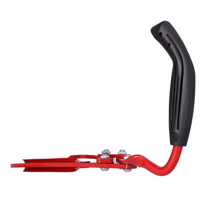 STUBAI Handpackzange 190 mm mit verdrehtem Griff 90° – für Stämme bis Ø180 mm – Qualitätsstahl, pulverbeschichtet, ergonomischer Kunststoffgriff, gezahnte Klingen, mit Öffnungshaken
