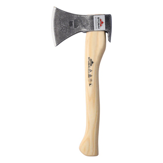 STUBAI Handbeil Nature mit Stiel 380 mm | 800 g | Kleine Axt mit Griff aus Eschenholz | Beil für Wald, Bushcraft | Forstaxt zum Holzspalten