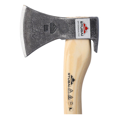 STUBAI Handbeil Nature mit Stiel 380 mm | 800 g | Kleine Axt mit Griff aus Eschenholz | Beil für Wald, Bushcraft | Forstaxt zum Holzspalten