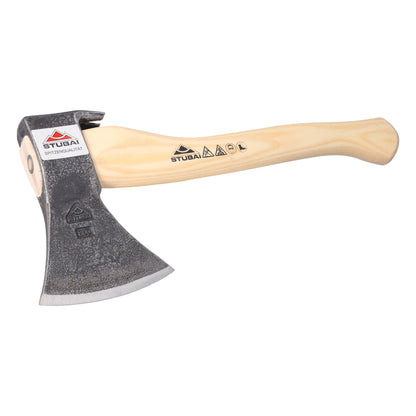 STUBAI Handbeil Nature mit Stiel 380 mm | 800 g | Kleine Axt mit Griff aus Eschenholz | Beil für Wald, Bushcraft | Forstaxt zum Holzspalten
