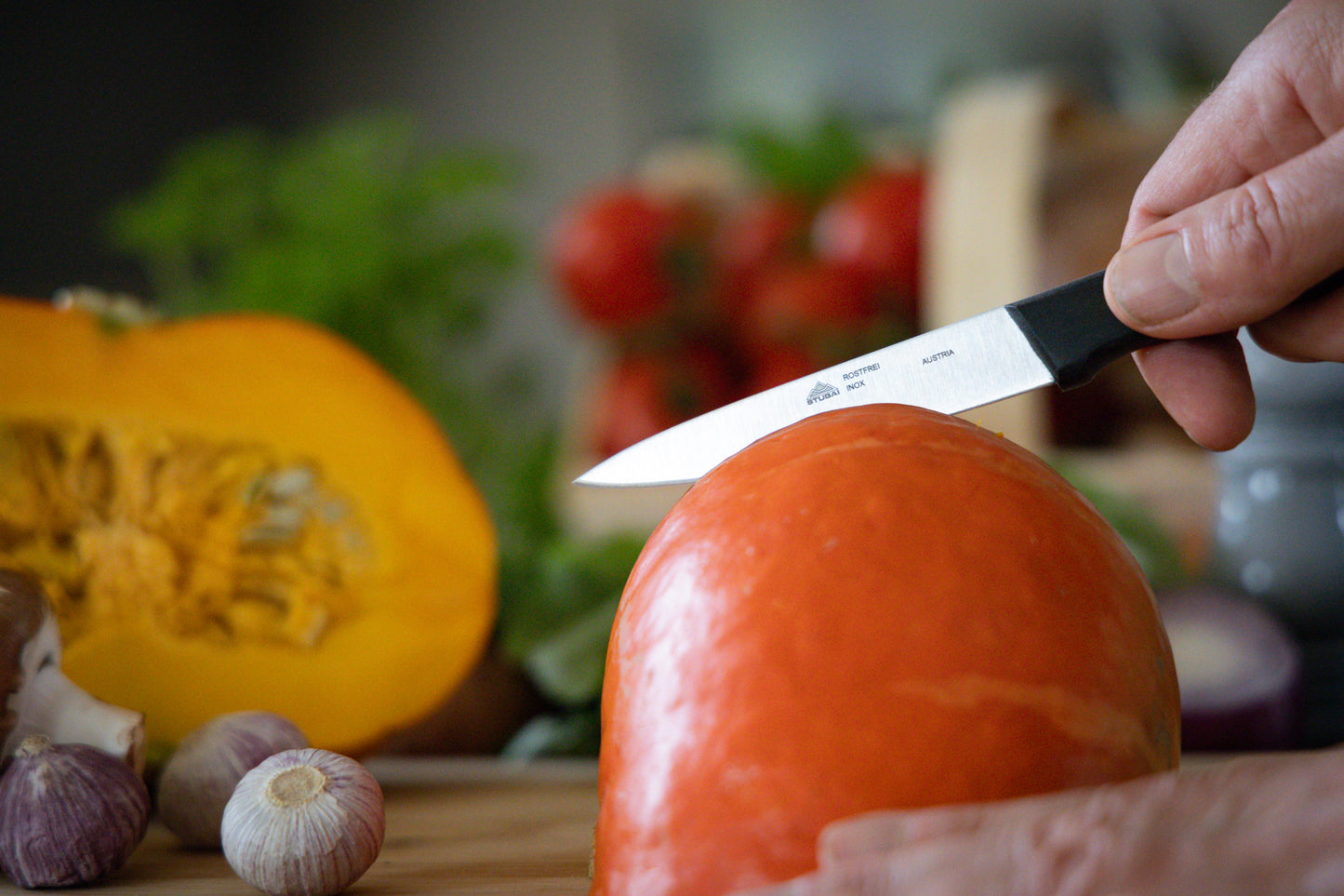 STUBAI hochwertiges Gemüsemesser | 90 mm | Küchenmesser Lady Line aus Edelstahl für müheloses Schneiden von Gemüse, Obst & Lebensmitteln, rostfrei, spülmaschinenfest, für Küche, Gastronomie