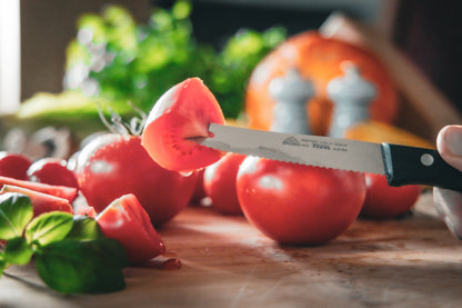 STUBAI hochwertiges Tomatenmesser mit 2 Spitzen | 100 mm | Küchenmesser Tirol aus Edelstahl für Schneiden von Tomaten, weichen Früchten und Gemüsesorten, rostfrei, spülmaschinenfest