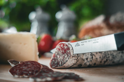 STUBAI hochwertiges Küchenmesser mit Mittelspitz | 130 mm | Kochmesser Tirol aus Edelstahl für Schneiden von Fleisch, Gemüse, Obst & Lebensmitteln, rostfrei, spülmaschinenfest