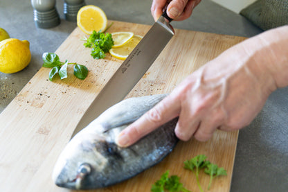 STUBAI schmales Kochmesser geschmiedet 210 mm | Küchenmesser aus Edelstahl für Schneiden von Fleisch, Geflügel, Gemüse, Obst & Lebensmitteln, spülmaschinenfest, schwarzer Griff