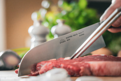 STUBAI hochwertiges Santokumesser geschmiedet | 180 mm | Küchenmesser aus Edelstahl für Schneiden von Fleisch, Geflügel, Gemüse, Obst & Lebensmitteln, spülmaschinenfest, schwarzer Griff