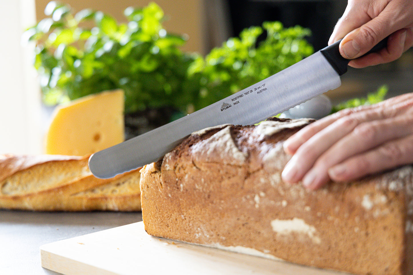 STUBAI hochwertiges Konditorsägemesser 260 mm | Konditormesser mit Wellenschliff aus Edelstahl für müheloses Schneiden von Torten, Kuchen, Brot & Backwaren, spülmaschinenfest, Konditorei