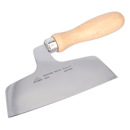 STUBAI Nudelhackl 120 g – Nudelmesser aus rostfreiem Edelstahl mit Holzgriff, traditioneller Nudelschneider für Teigwaren, Nudelhacker für hausgemachte Pasta, Spätzle und Knöpfle