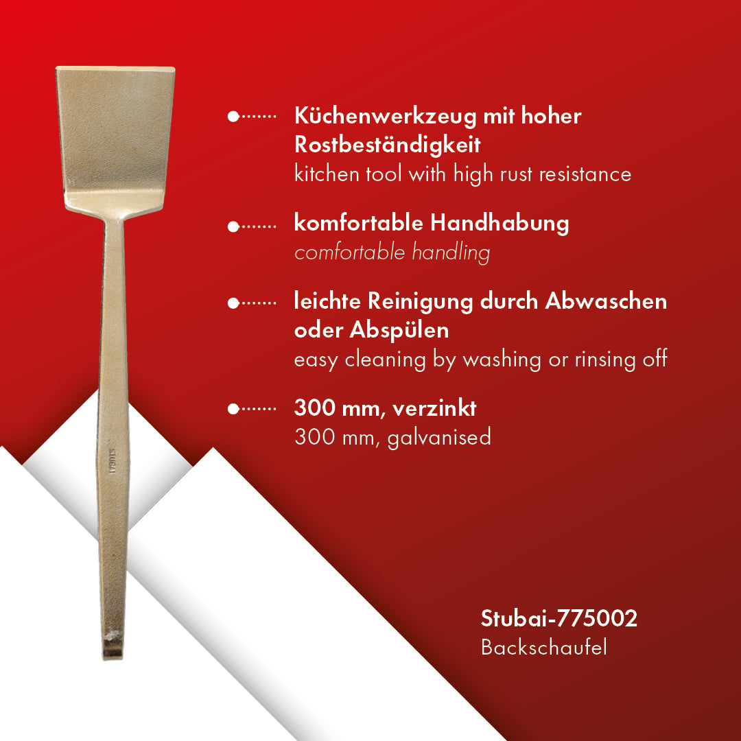 STUBAI verzinkte Backschaufel 300 mm | Pfannenwender aus Edelstahl für die Zubereitung und das Servieren von Pizza, Brot, Kuchen & anderen Backwaren