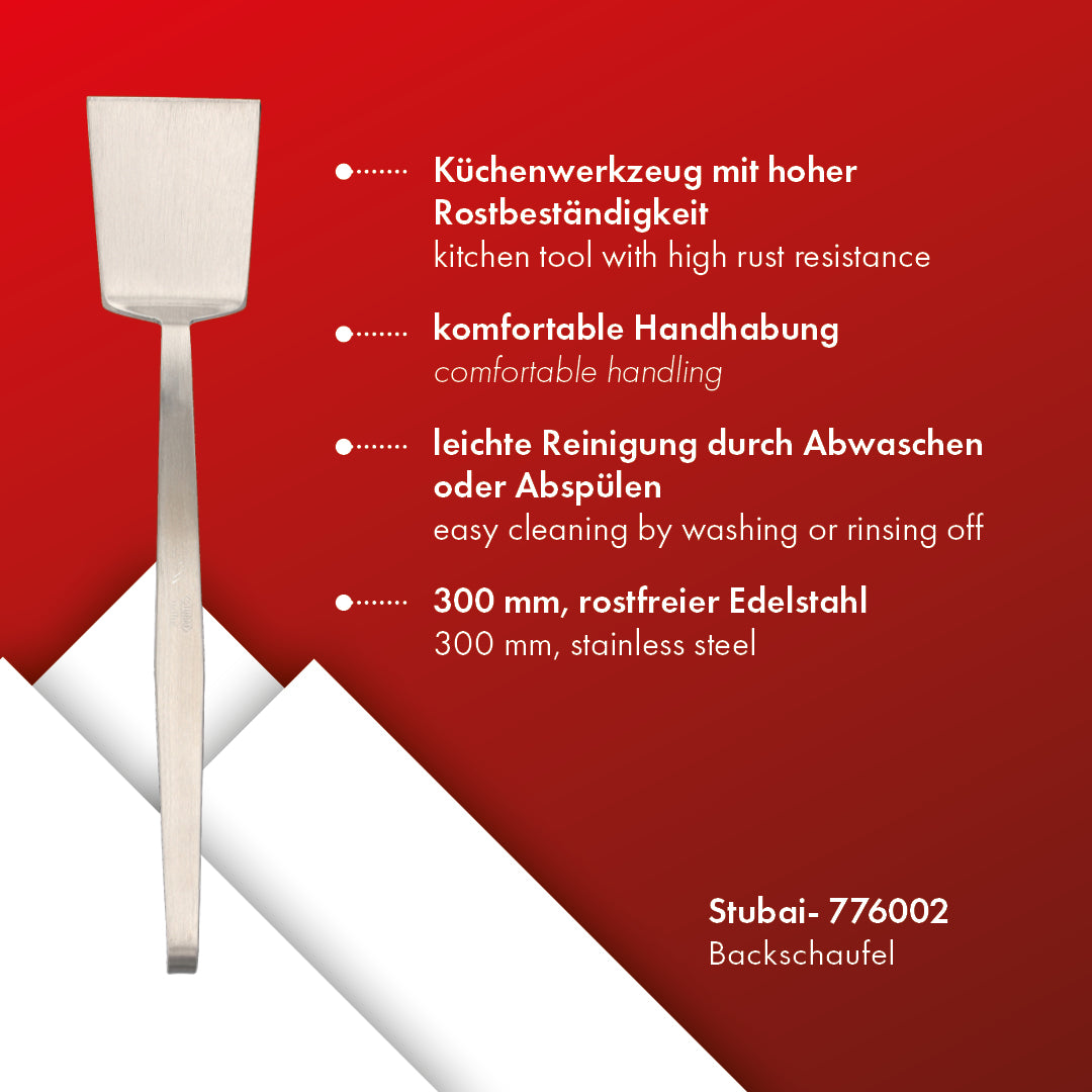 STUBAI verzinkte Backschaufel 300 mm | Pfannenwender aus Edelstahl für die Zubereitung und das Servieren von Pizza, Brot, Kuchen & anderen Backwaren