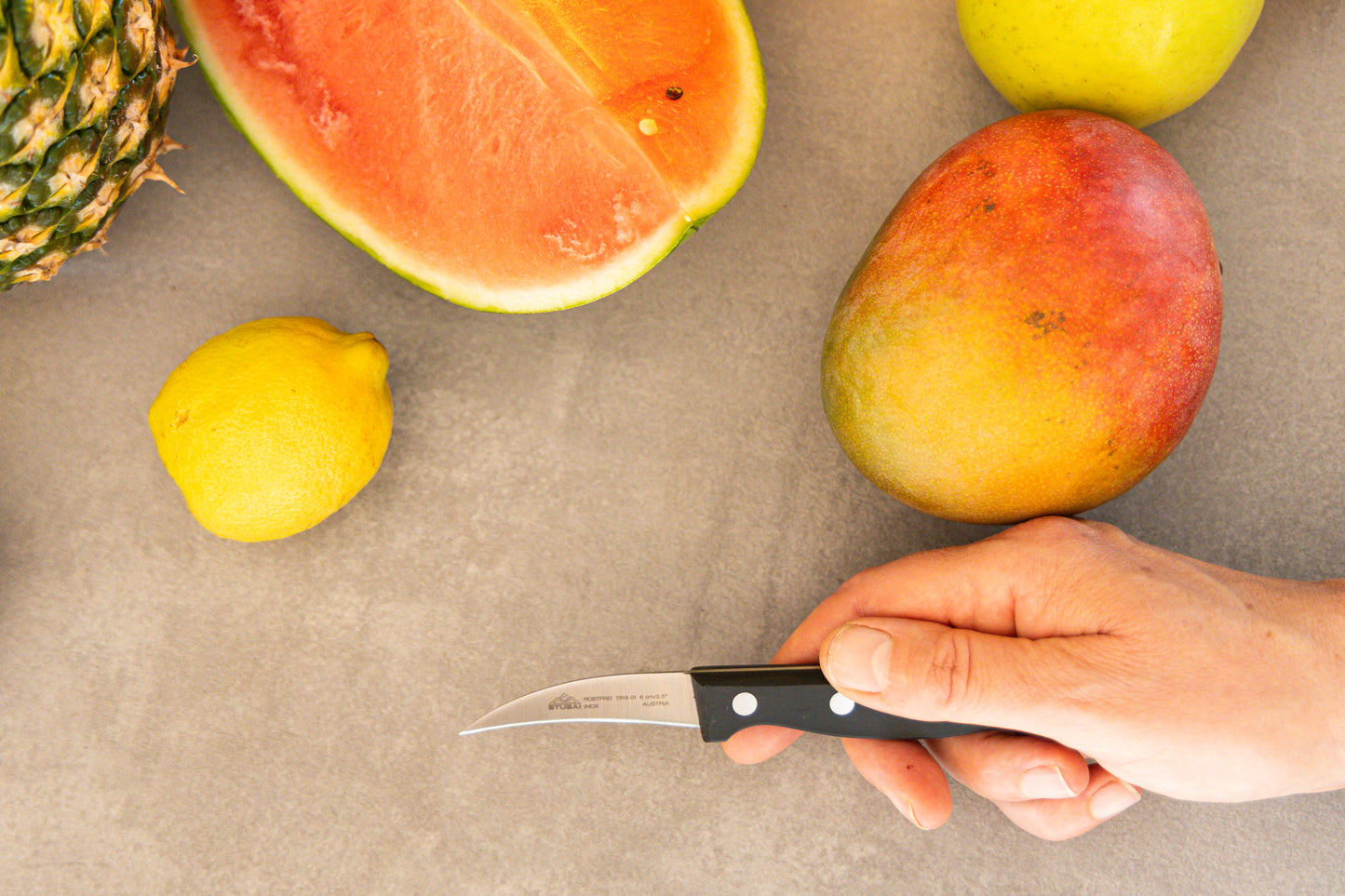 STUBAI hochwertiges Tourniermesser Schälmesser | 60 mm | Gemüsemesser Obstmesser aus Edelstahl für müheloses Schneiden von Gemüse, Obst & Lebensmitteln, spülmaschinenfest