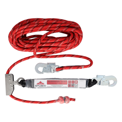 STUBAI Dachdecker-Set PSA Basic Plus | Komplettgurt, Mitlaufendes Auffanggerät 15m Seil, Work Loop 120, HMS Stahlkarabiner 26kN und Tragetasche für hohe Sicherheit und Komfort für Profikletterer | Klettersicherheitsausrüstung