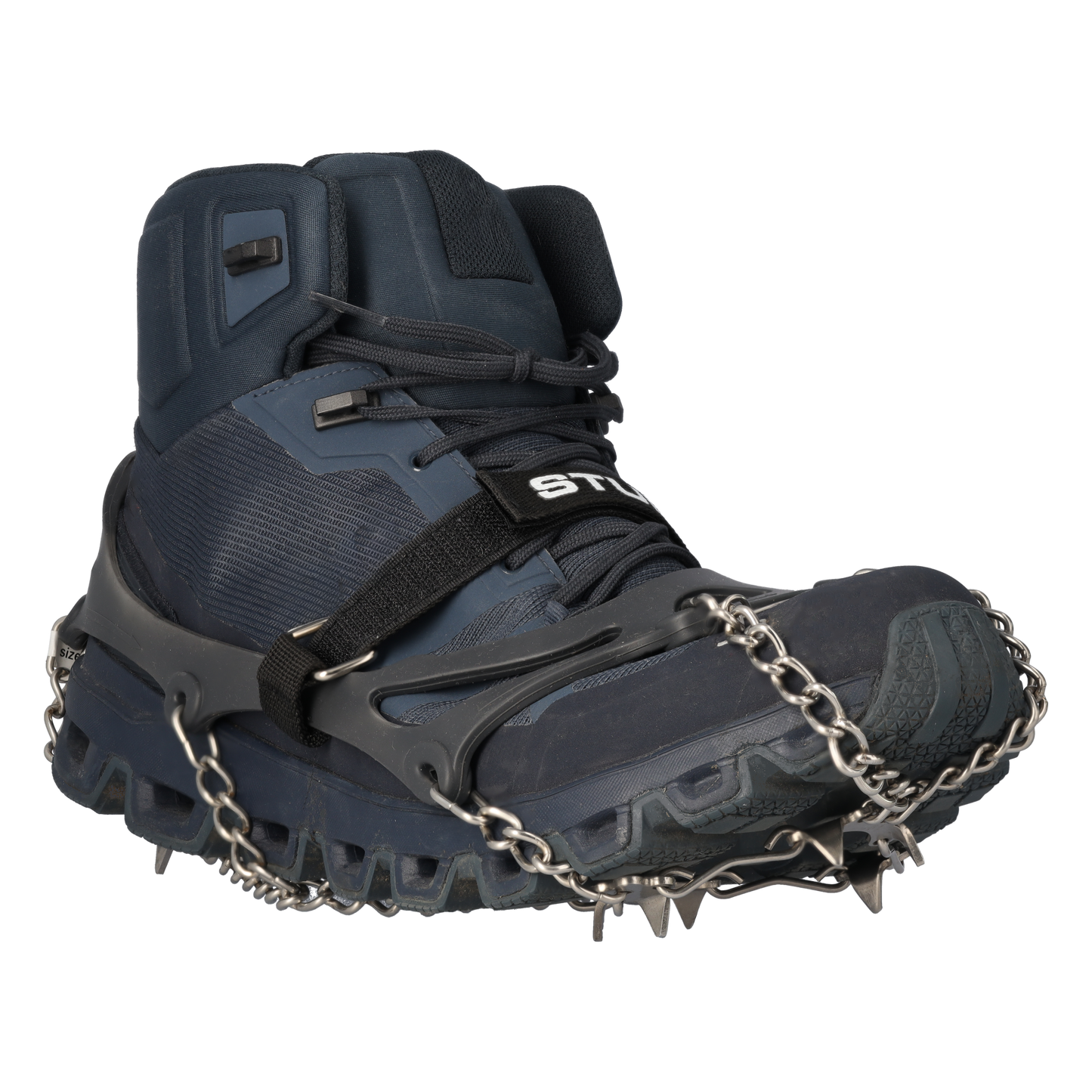 STUBAI Grödel für Wanderschuhe Ice Track | Größe L | Elastische Antirutsch-Steigeisen aus Edelstahl für Winter | Spikes für Schuhe, Wandern, Schnee, Outdoor