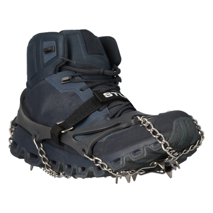 STUBAI Grödel für Wanderschuhe Ice Track | Größe L | Elastische Antirutsch-Steigeisen aus Edelstahl für Winter | Spikes für Schuhe, Wandern, Schnee, Outdoor