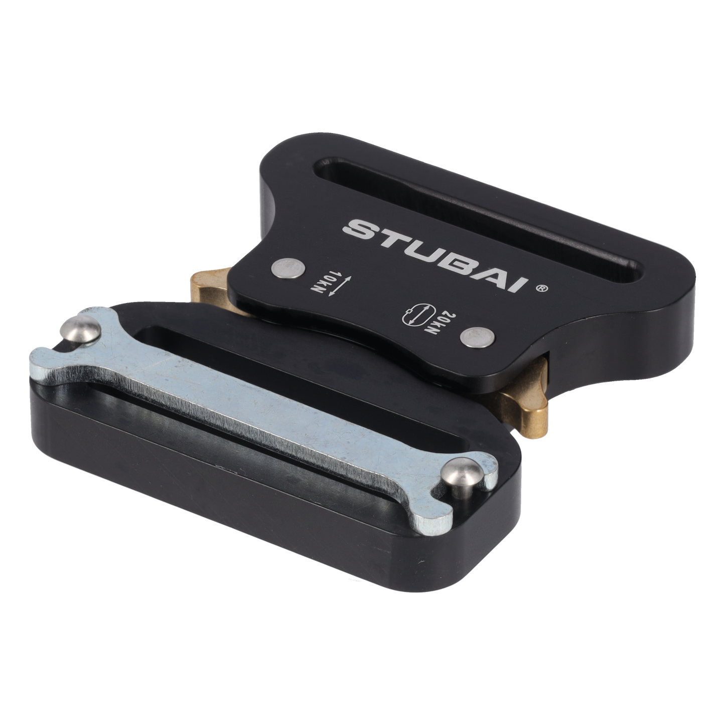 STUBAI Gurtschnalle bis 45 mm | vergütetes Aluminium schwarz eloxiert mit Stahl-Verstellplatte | CLICK FIX FLEX 2.0 | 10 kN Bruchlast | verhindert Öffnen unter Last | Profiqualität Made in Austria