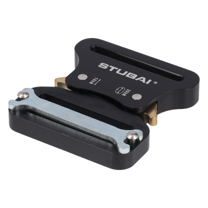 STUBAI Gurtschnalle bis 45 mm | vergütetes Aluminium schwarz eloxiert mit Stahl-Verstellplatte | CLICK FIX FLEX 2.0 | 10 kN Bruchlast | verhindert Öffnen unter Last | Profiqualität Made in Austria