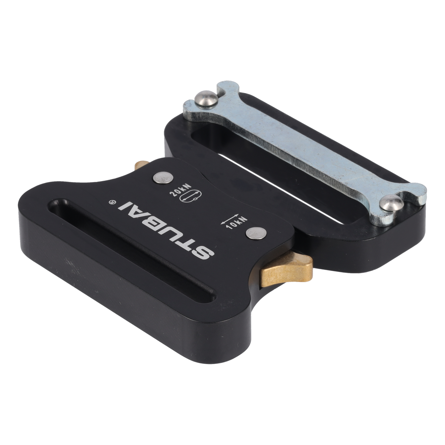 STUBAI Gurtschnalle bis 45 mm | vergütetes Aluminium schwarz eloxiert mit Stahl-Verstellplatte | CLICK FIX FLEX 2.0 | 10 kN Bruchlast | verhindert Öffnen unter Last | Profiqualität Made in Austria