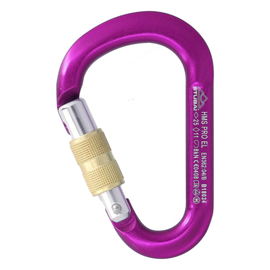 STUBAI HMS Karabiner | Karabiner mit Schraubverschluss, Schraubkarabiner zum Klettern, Kletter-Karabinerhaken, Sicherungskarabiner zum Bergsteigen, Violett