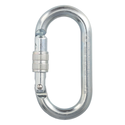 STUBAI Stahl-Karabiner | Stahlkarabiner OVAL 40 kN mit Schraubsicherung | Schraubkarabiner | Karabinerhaken | Karabiner zum Klettern, Topropen, Industrieklettern