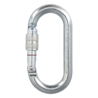 STUBAI Stahl-Karabiner | Stahlkarabiner OVAL 40 kN mit Schraubsicherung | Schraubkarabiner | Karabinerhaken | Karabiner zum Klettern, Topropen, Industrieklettern