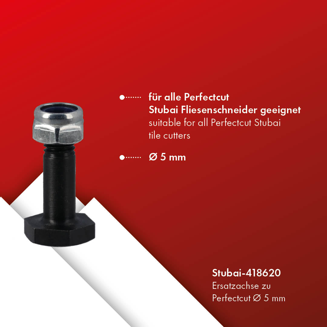 STUBAI Ersatzachse zu Perfectcut Ø 5 mm für Fliesenschneidmaschine Perfectcut | Profi-Fliesenschneider für präzises Arbeiten | Ersatzteil für hochwertiges Fliesenschneidgerät