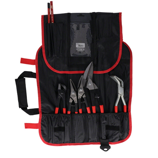 Stubai S283911 Spenglersatz Rolltasche 11-teilig,Durchlaufschere,Blechschere, Falzzangen, Karabiner, Stift, Schablone, Bit-Clip Satz, Zimmermannsstift