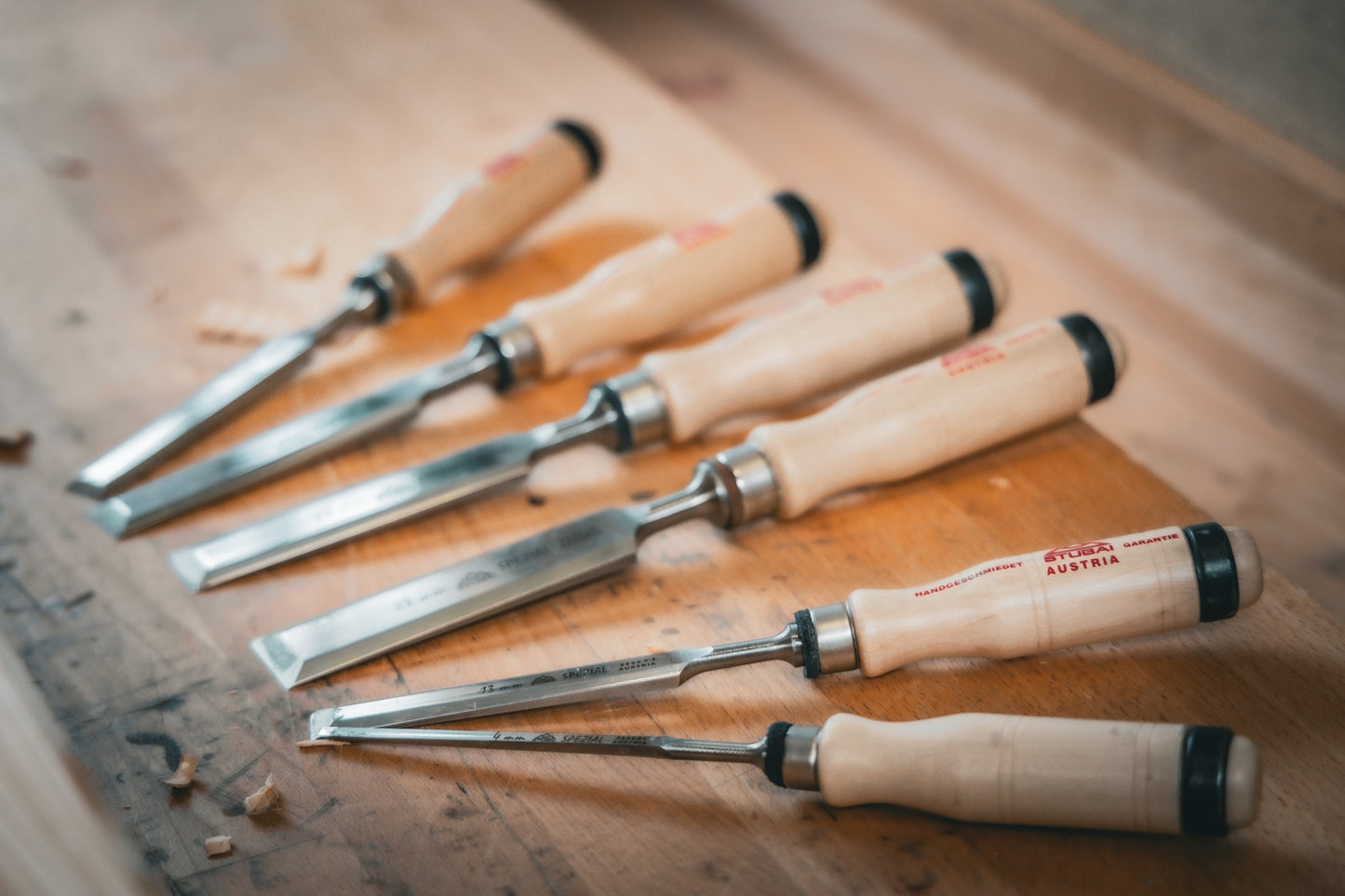 STUBAI Spezial Stechbeitel mit Holzgriff aus Weißbuche, schwedische Form, Ø 4 mm, Stemmeisen zur präzisen Bearbeitung von Holz, Stecheisen für Schreiner Tischler Heimwerker