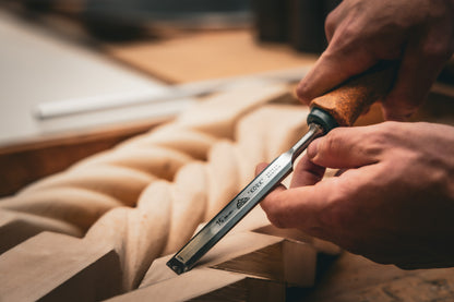 STUBAI Stemmeisen Set mit Korkgriff | 5-teilig (4/10/16/20/30 mm) in robuster Rolltasche | Stechbeitel mit rutschfestem KORK-Heft – ergonomisch, langlebig & präzise | Profi-Holzbearbeitung für Schreiner & Tischler