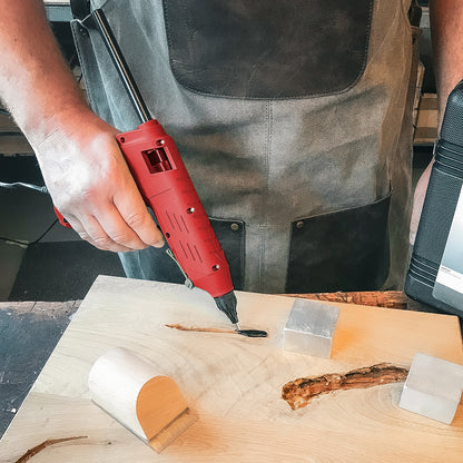 STUBAI WoodRepair Holzreparatur Satz PLUS+ mit Astfüller-Pistole 80W, Kompaktbeutel Mix 1+2, Kühleisen, Handhobel & Farbwechsler