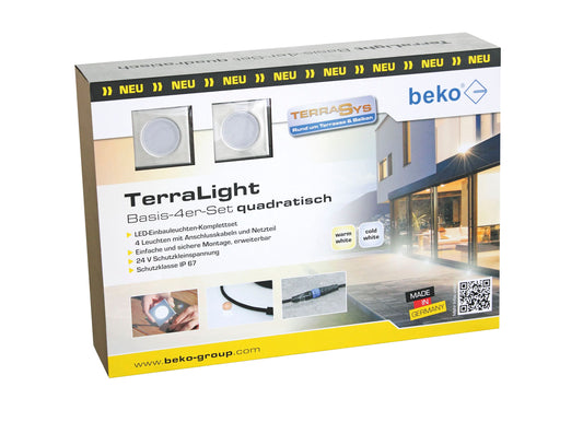 Beko TerraLight Basis 4er-Set eckig, 60x60mm, Edelstahl, kaltweiß