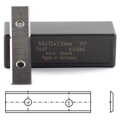 HM-Mini Wendeplatte 4 Schneiden | 29,5x7,0x1,5mm | 2 Stück | Lochabstand 14mm | Top für Hartholz, Weichholz, Plastik & Spanplatten | WPL für Fräser |