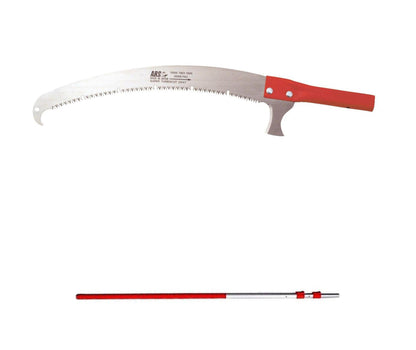 ARS Teleskopsäge UV-47 mit Teleskopgestänge EXP-5.5: Dreiteiliges hochfestes Oval-Aluminiumgestänge, stufenlos verstellbar bis 7 m, Druckknopfarretierung, Klemmhebel, gummierte Kälteisolierung (97 cm)