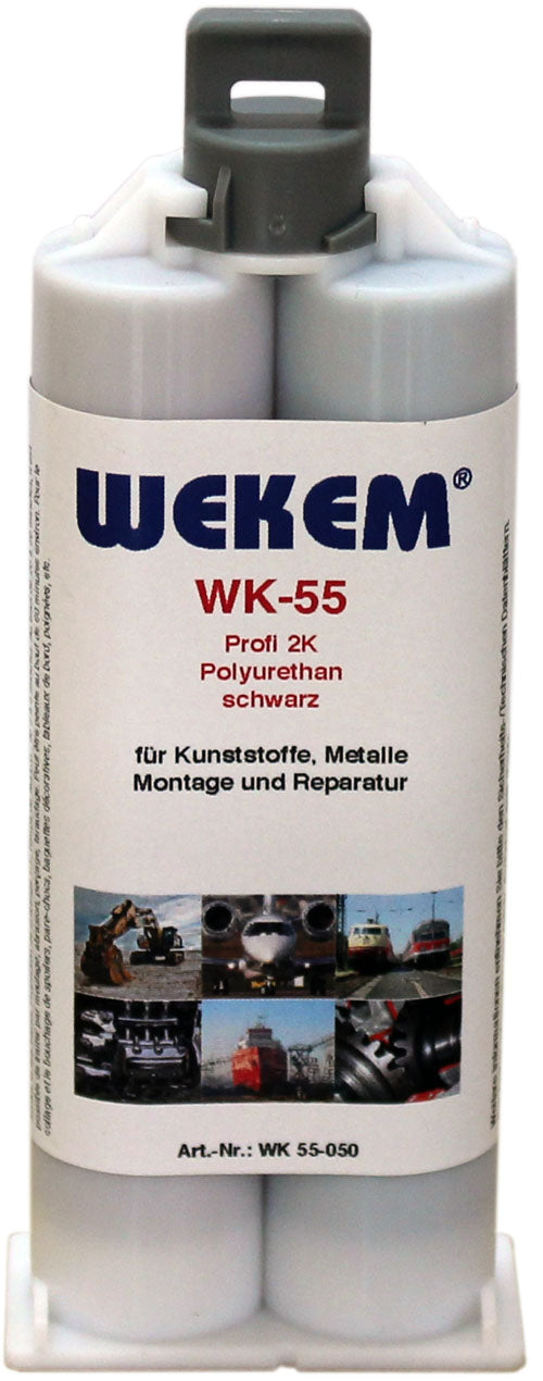 WEKEM WKK 55 2K PU-Kraftkleber schwarz 50 ml | für Verklebungen und Ausbesserungen in Industrie, Handwerk und KFZ-Bereich | Fixierzeit beträgt 3-5 Minuten