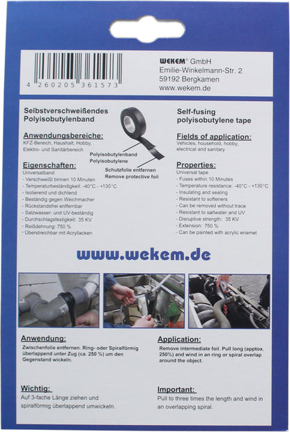 WEKEM WZ 48 Pannenband 5mx19mm selbstverschweißende Isolier- und Reparaturband ist ideal zur Anwendung im KFZ- und Elektrobereich
