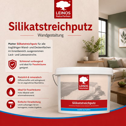 LEINOS Silikatstreichputz 10L – Strukturfarbe für Bad & Wohnräume